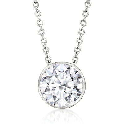2.00 Carat Bezel-Set Lab-Grown Diamond Necklace in 14kt White Gold