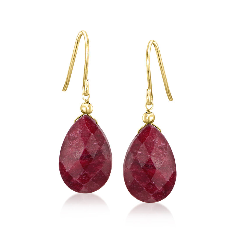10.00 ct. t.w. Ruby Drop Earrings in 10kt Yellow Gold  image number 0