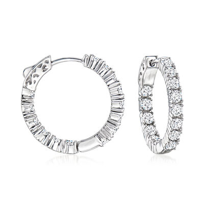 3.00 ct. t.w. CZ Inside-Outside Hoop Earrings in Sterling Silver