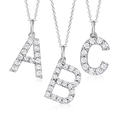 Lab-Grown Diamond Initial Pendant Necklace in Sterling Silver