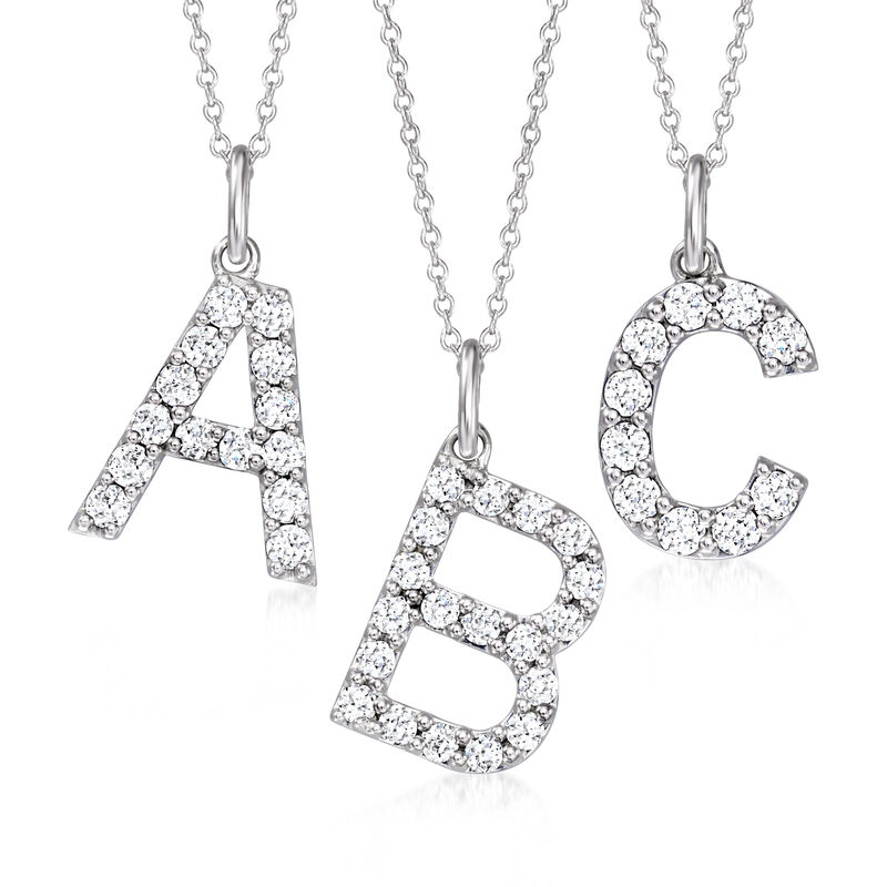 Lab-Grown Diamond Initial Pendant Necklace in Sterling Silver image number 0
