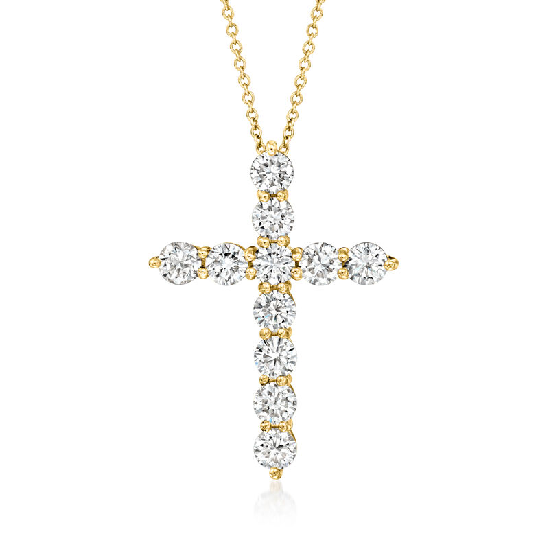 2.00 ct. t.w. Lab-Grown Diamond Cross Pendant Necklace in 14kt Yellow Gold image number 0