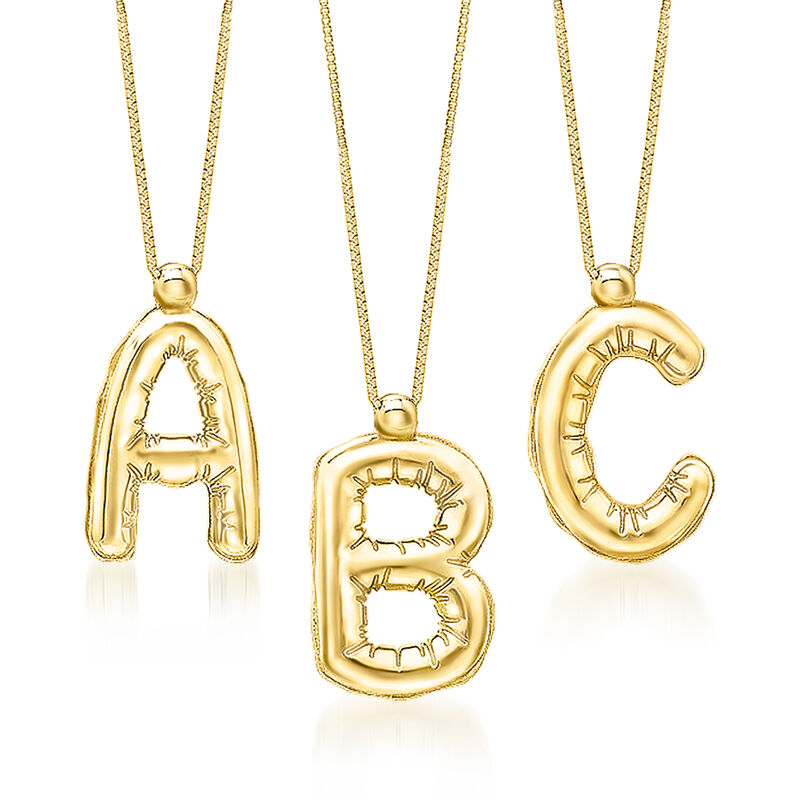 Italian 14kt Yellow Gold Bubble Initial Necklace image number 0