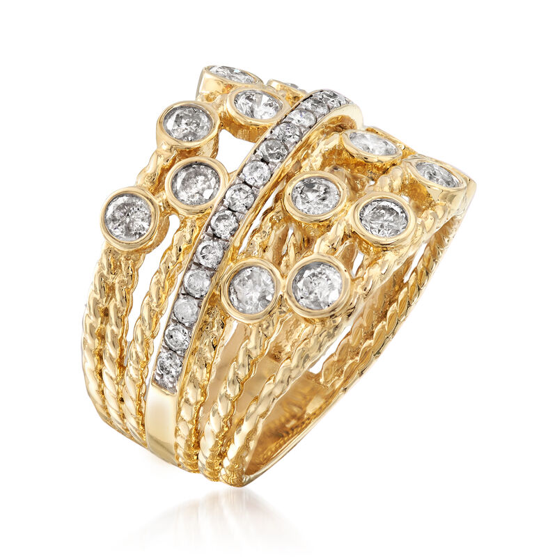 1.25 ct. t.w. Diamond Multi-Row Twist Ring in 14kt Yellow Gold image number 2