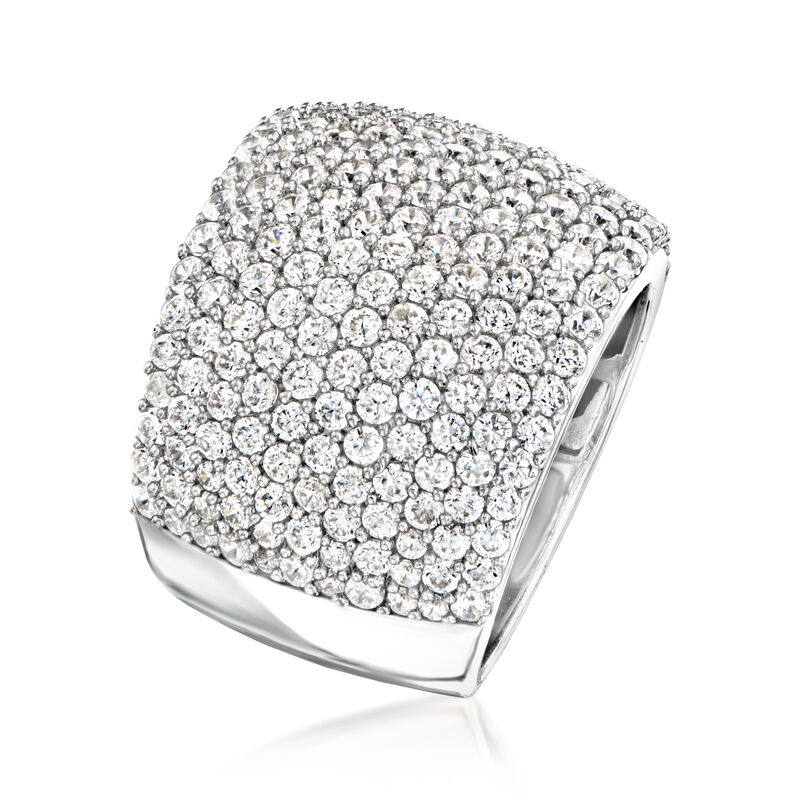 3.60 ct. t.w. Pave CZ Wide Ring in Sterling Silver image number 2