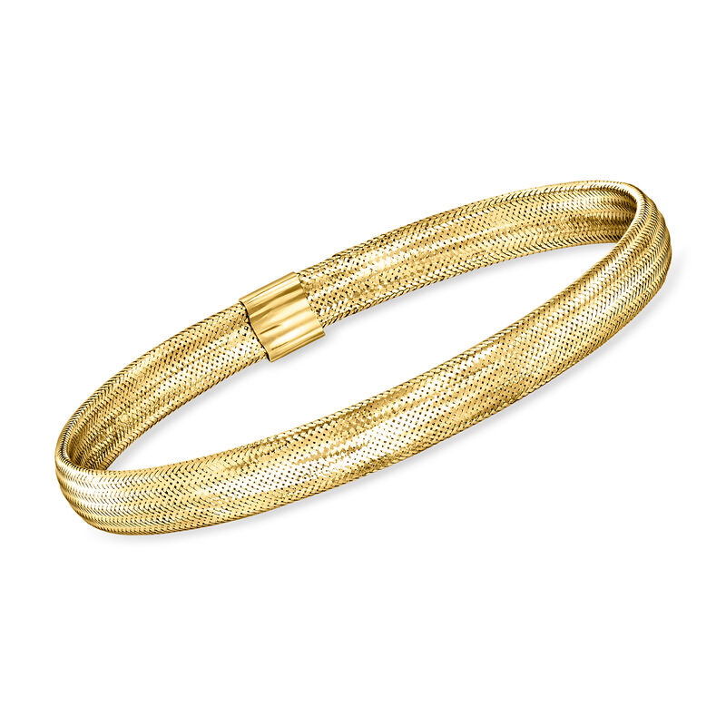 Italian 14kt Yellow Gold Mesh Stretch Bracelet. 7" image number 0