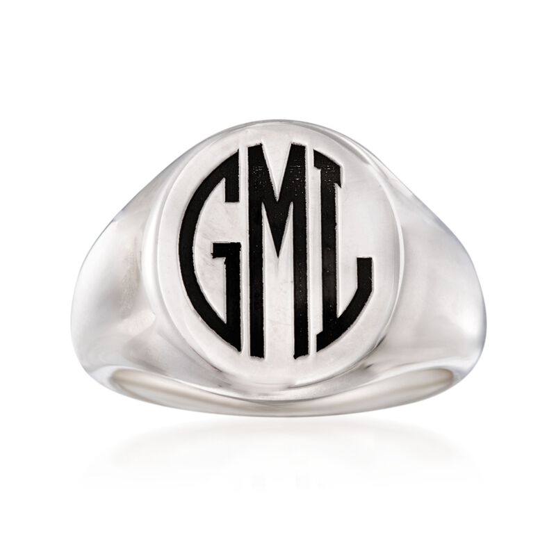 Men's Sterling Silver Personalized Monogram Signet Ring image number 0