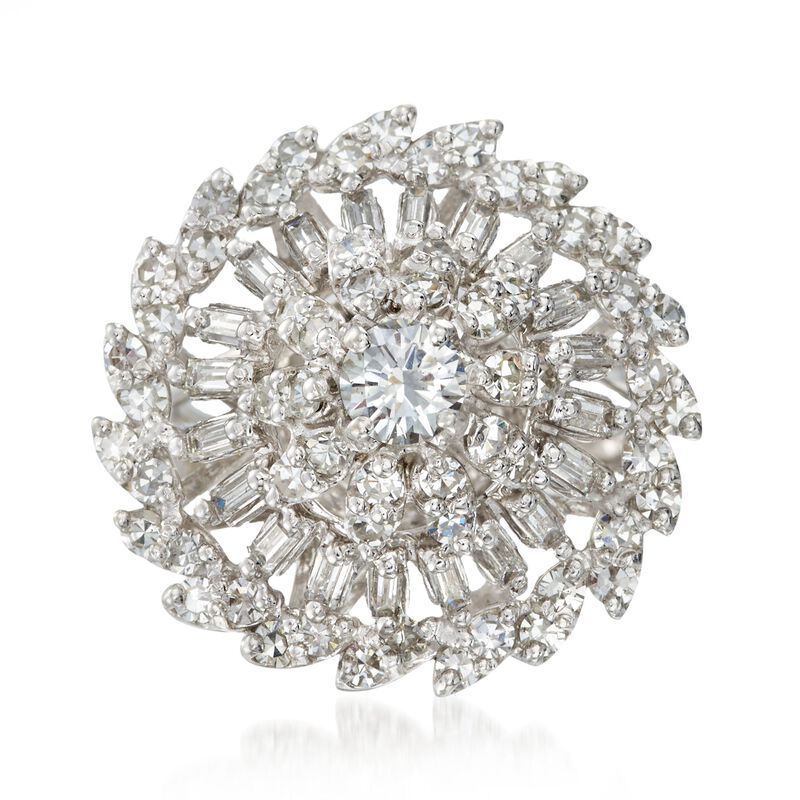 C. 1990 Vintage 3.20 ct. t.w. Diamond Cluster Ring in 14kt White Gold. Size 8 image number 0