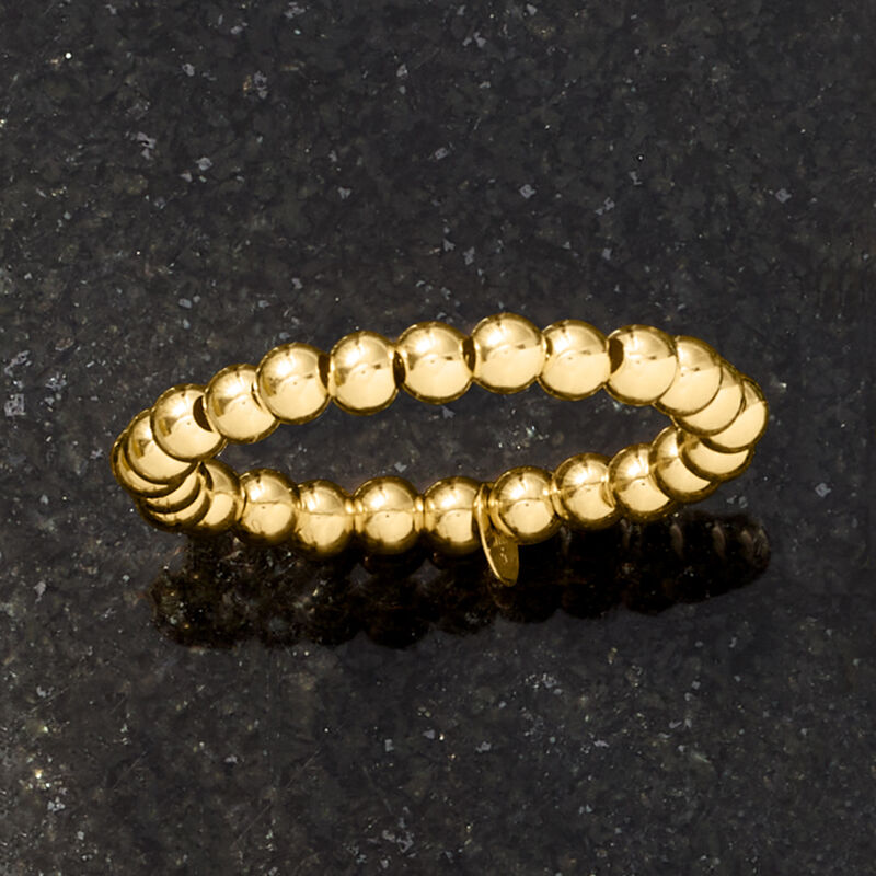 3mm 14kt Yellow Gold Bead Stretch Ring. Medium (7 - 8) image number 3