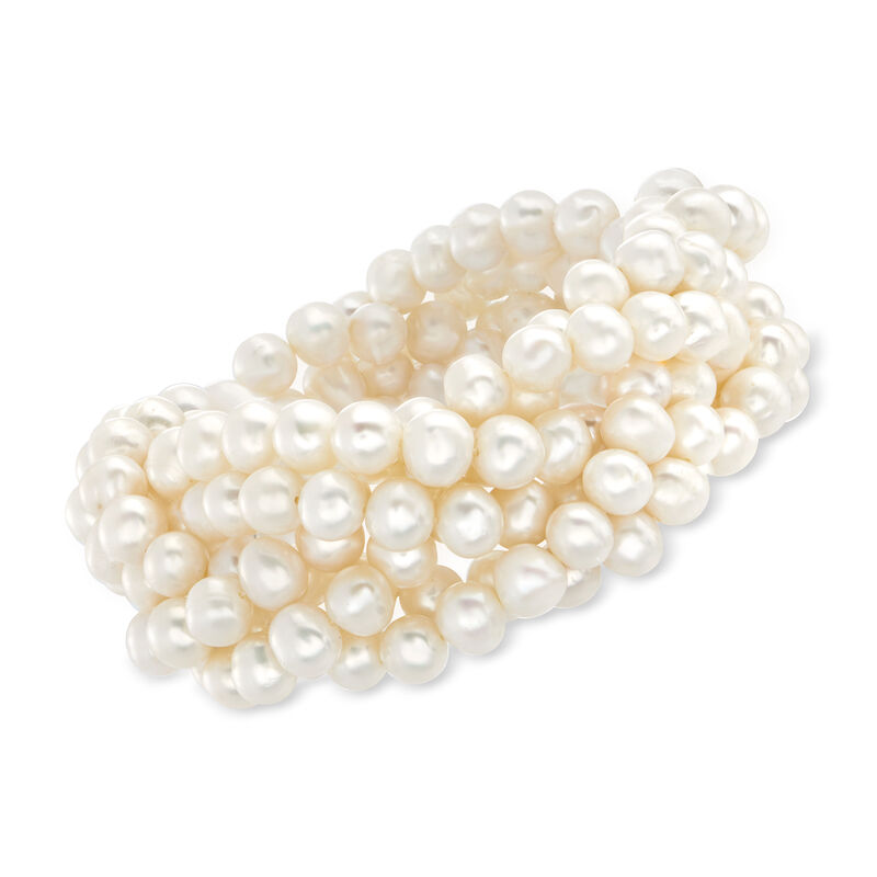 6-7mm Cultured Pearl Braided Stretch Bracelet image number 0