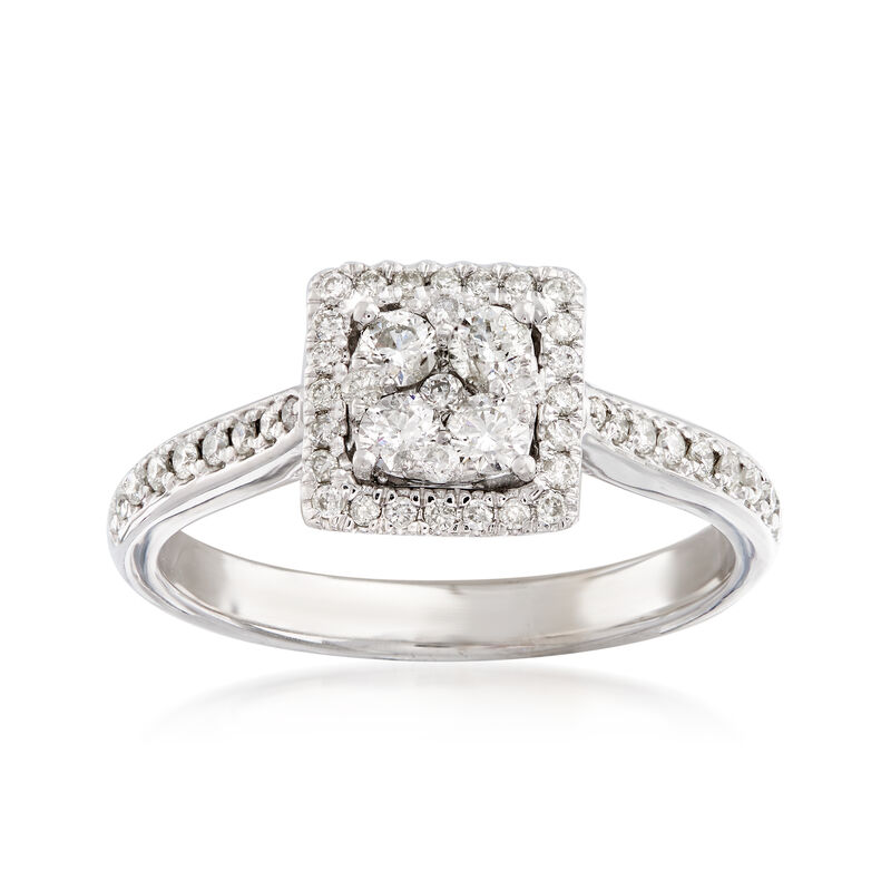 C. Vintage .65 ct. t.w. Diamond Cluster Square Ring in 14kt White Gold. Size 7 image number 0