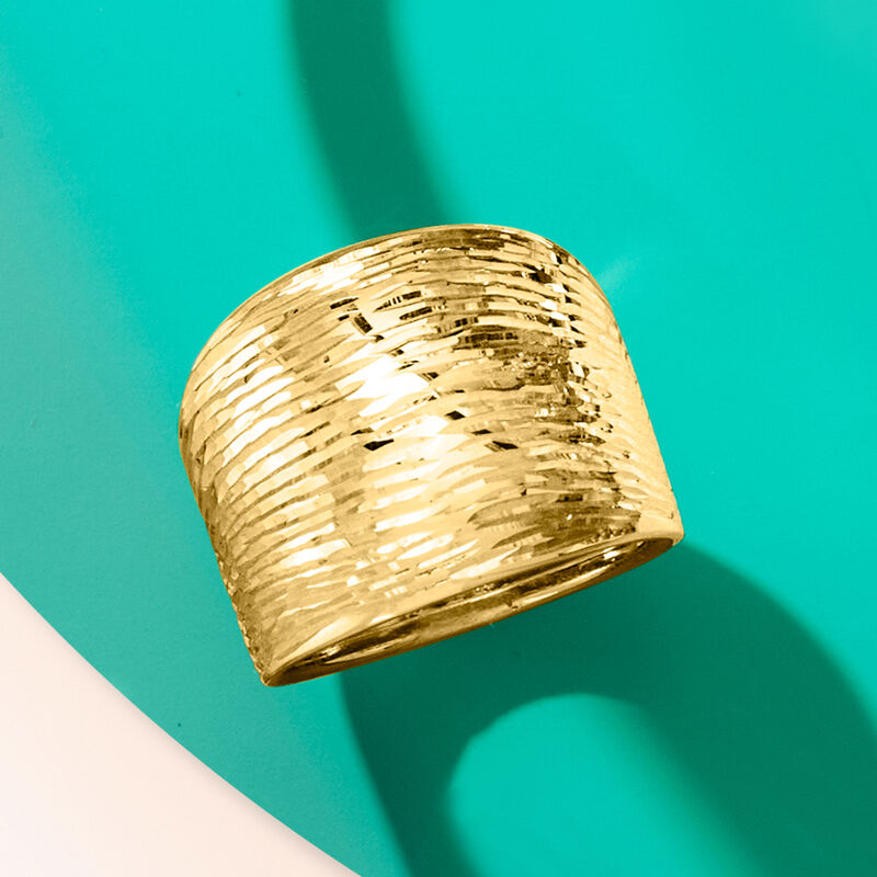 Italian 14kt Yellow Gold Diamond-Cut Dome Ring image number 6