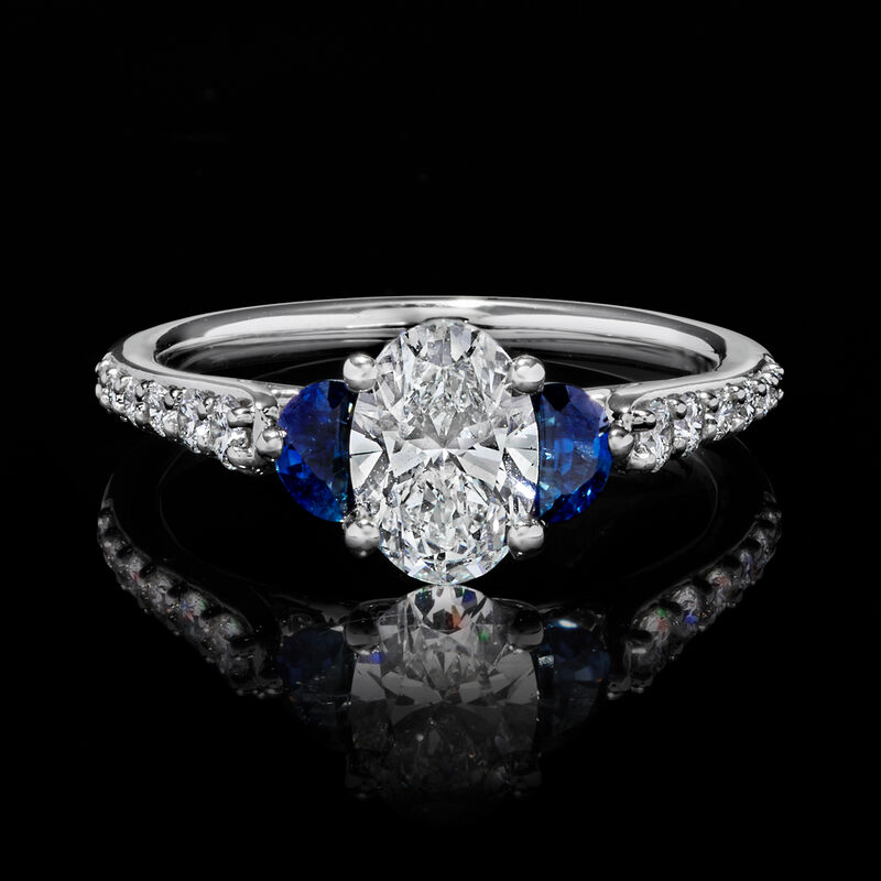 1.21 ct. t.w. Lab-Grown Diamond Ring with .30 ct. t.w. Sapphires in 14kt White Gold image number 3
