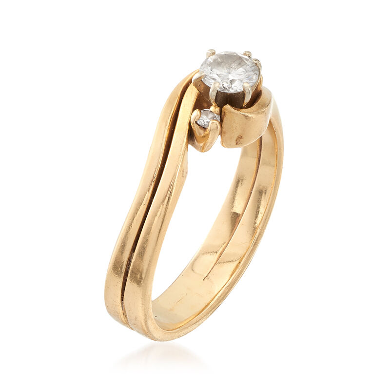 C. 1990 Vintage .55 ct. t.w. Diamond Wavy Ring in 14kt Yellow Gold. Size 8 image number 2