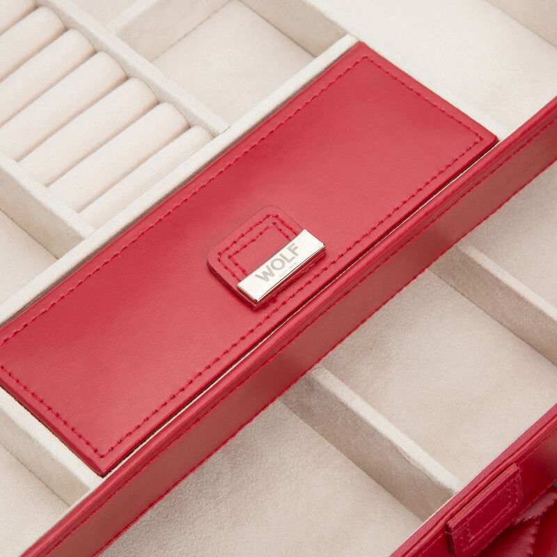 WOLF &quot;Caroline&quot; Red Leather Medium Jewelry Box. image number 2