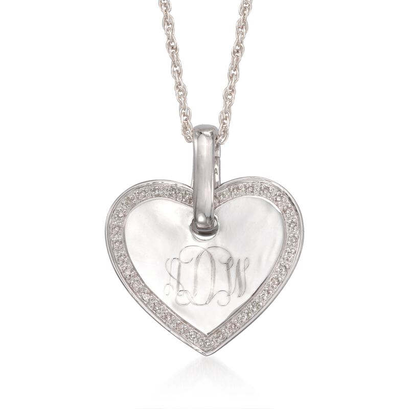 .10 ct. t.w. Diamond Personalized Heart Charm Necklace in Sterling Silver image number 0