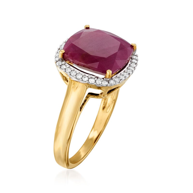 6.30 Carat Ruby and .16 ct. t.w. Diamond Ring in 14kt Yellow Gold image number 2