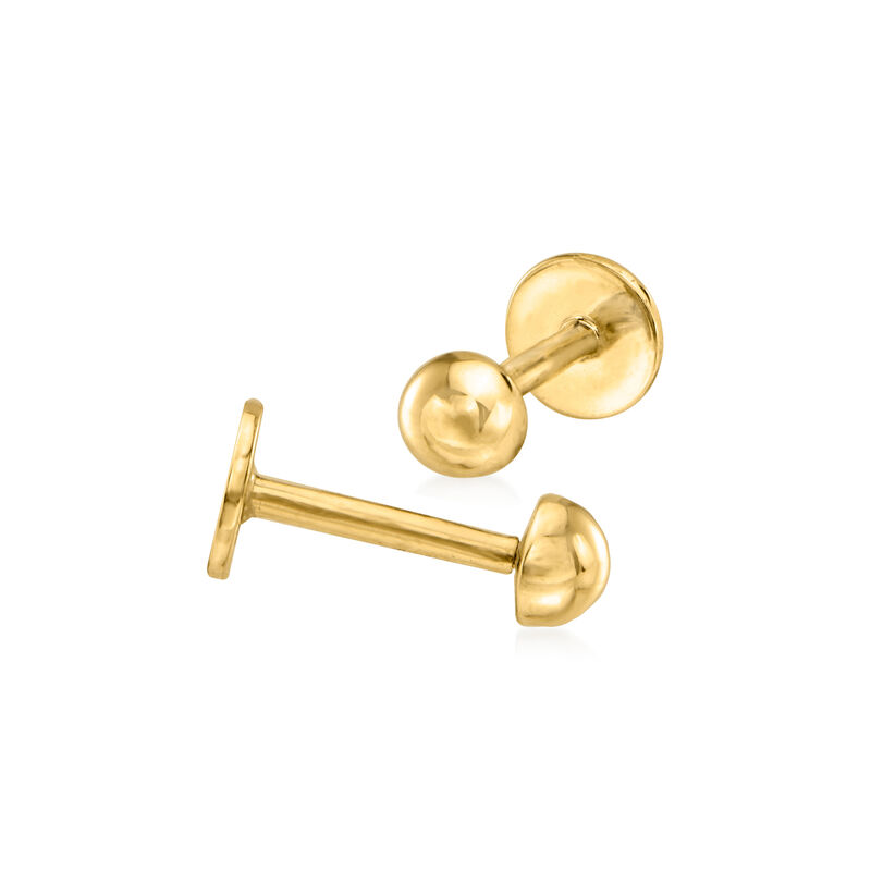 3mm 14kt Yellow Gold Ball Flat-Back Stud Earrings  image number 2