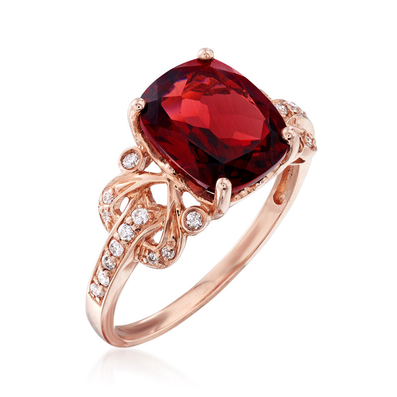 3.90 Carat Garnet and .15 ct. t.w. Diamond Ring in 14kt Rose Gold image number 2