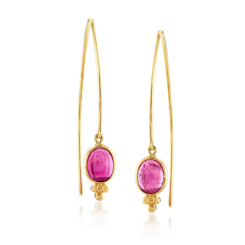 Mazza 4.80 ct. t.w. Pink Tourmaline Drop Earrings in 14kt Yellow Gold image number 0