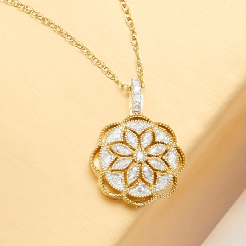 .25 ct. t.w. Diamond Flower Pendant Necklace in 18kt Gold Over Sterling image number 3