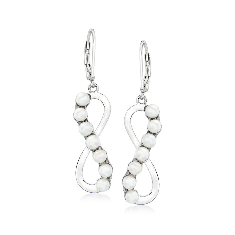 3.5-4mm Cultured Pearl Infinity Symbol Drop Earrings in Sterling Silver image number 0