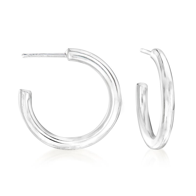 Zina Sterling Silver 3mm Hoop Earrings. 7/8&quot; image number 0