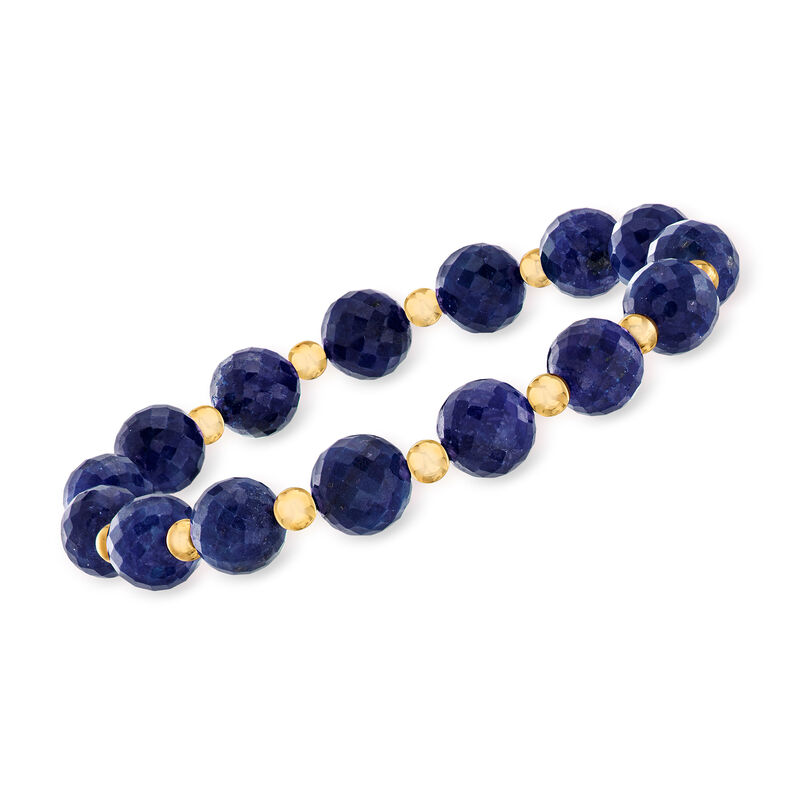 90.00 ct. t.w. Sapphire Bead Stretch Bracelet with 14kt Yellow Gold image number 0