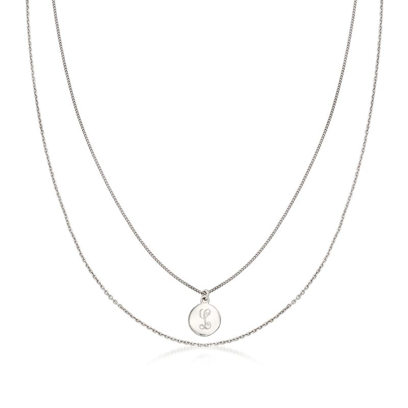 Italian Sterling Silver Layered Single Initial Disc Necklace image number 0
