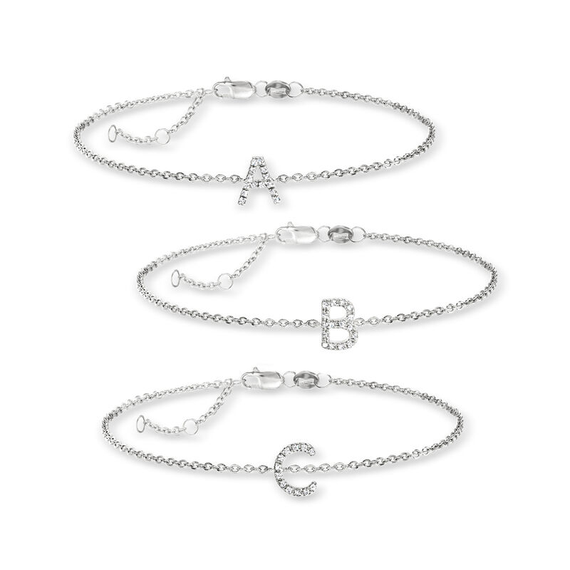 Diamond Initial Bracelet in Sterling Silver image number 0