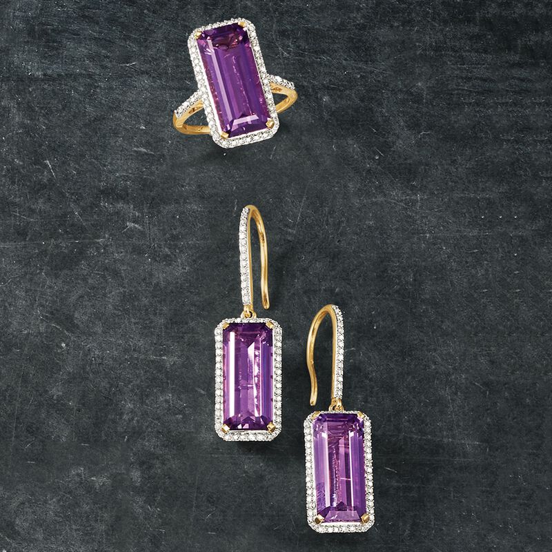 7.00 Carat Amethyst and .45 ct. t.w. Diamond Ring in 14kt Yellow Gold image number 4