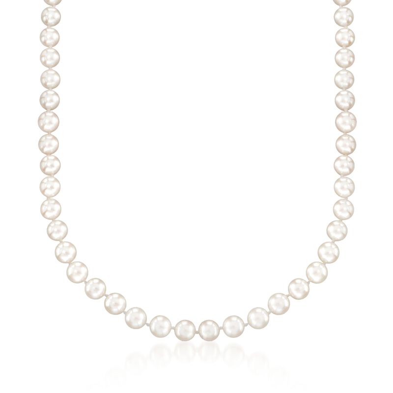 6.5-7mm Cultured Akoya Pearl Necklace with 18kt White Gold image number 0