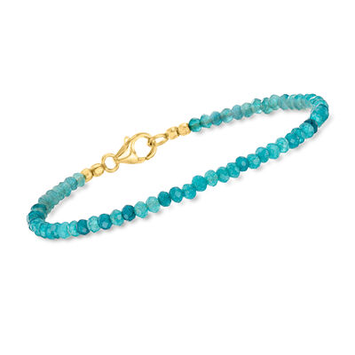 11.00 ct. t.w. Blue Apatite Bead Bracelet in 18kt Gold Over Sterling