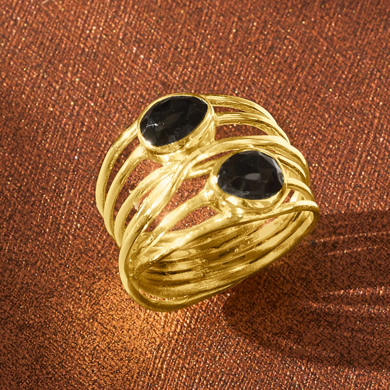 Black Onyx Highway Ring in 18kt Gold Over Sterling image number 3