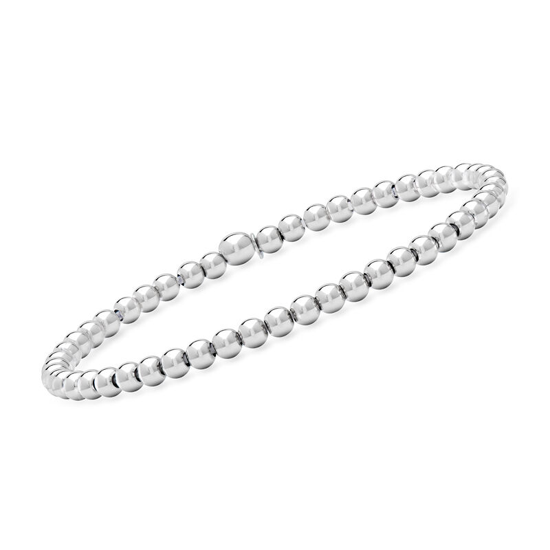 Italian Sterling Silver Jewelry Set: Three 3-5mm Bead Stretch Bracelets image number 3