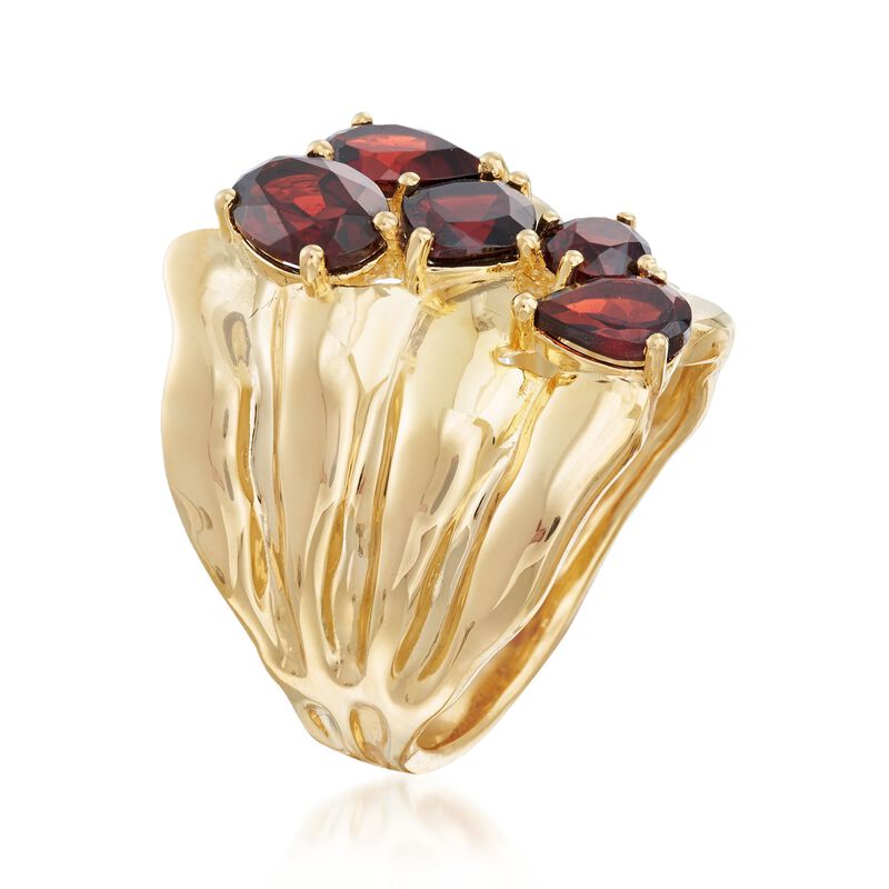 2.80 ct. t.w. Garnet Stacked Cluster Ring in 18kt Gold Over Sterling image number 2