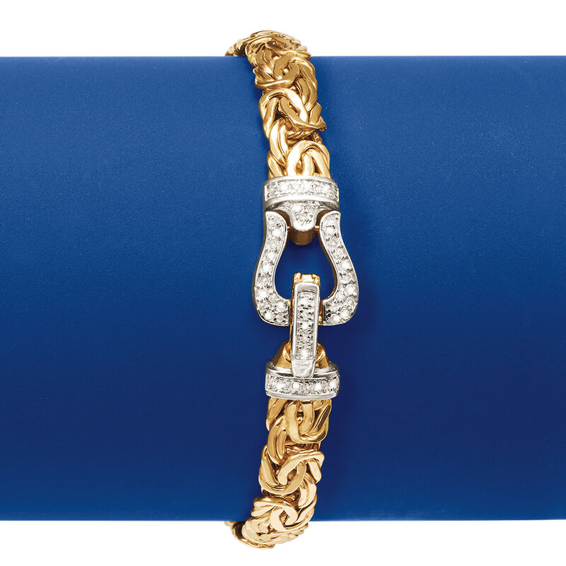 .29 ct. t.w. Diamond and 14kt Yellow Gold Byzantine Buckle Bracelet image number 2