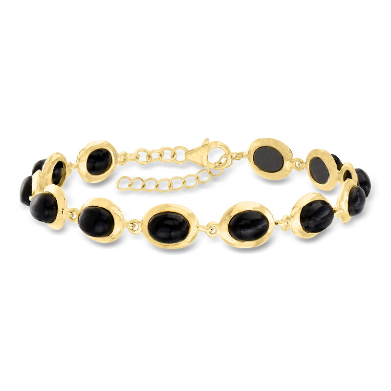 Black Onyx Bracelet in 18kt Gold Over Sterling image number 0