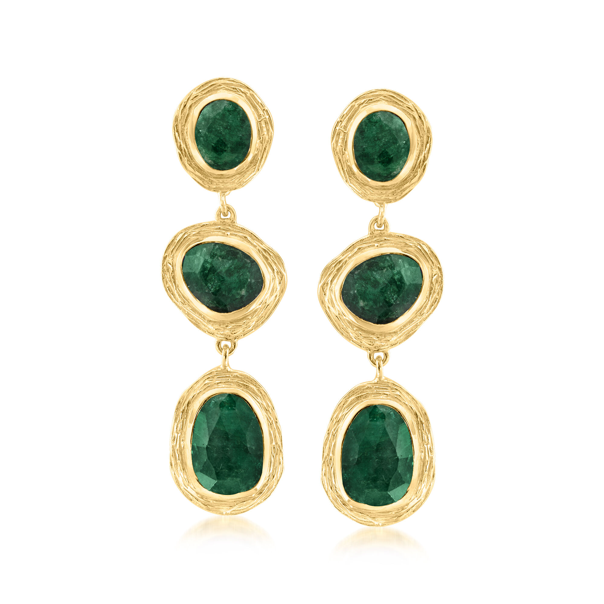【待望の最新作】≪PACHAREE≫ Silh Emeralds Earrings (Gold) 4.40tcw 14K 585 Gold Lush Green Emerald & Diamond Accent