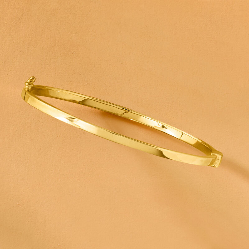 18kt Gold Over Sterling Small Polished Bangle Bracelet. 8" image number 2