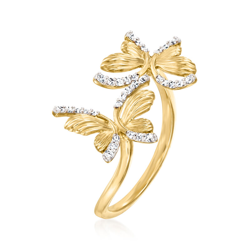 .15 ct. t.w. Diamond Butterfly Bypass Ring in 14kt Yellow Gold. Size 6 image number 2