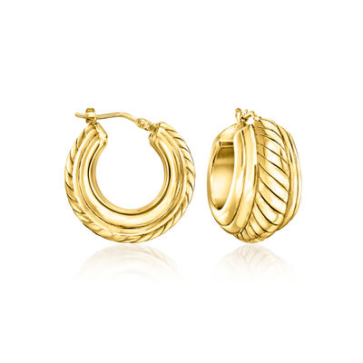 Italian 18kt Gold Over Sterling Twisted Hoop Earrings