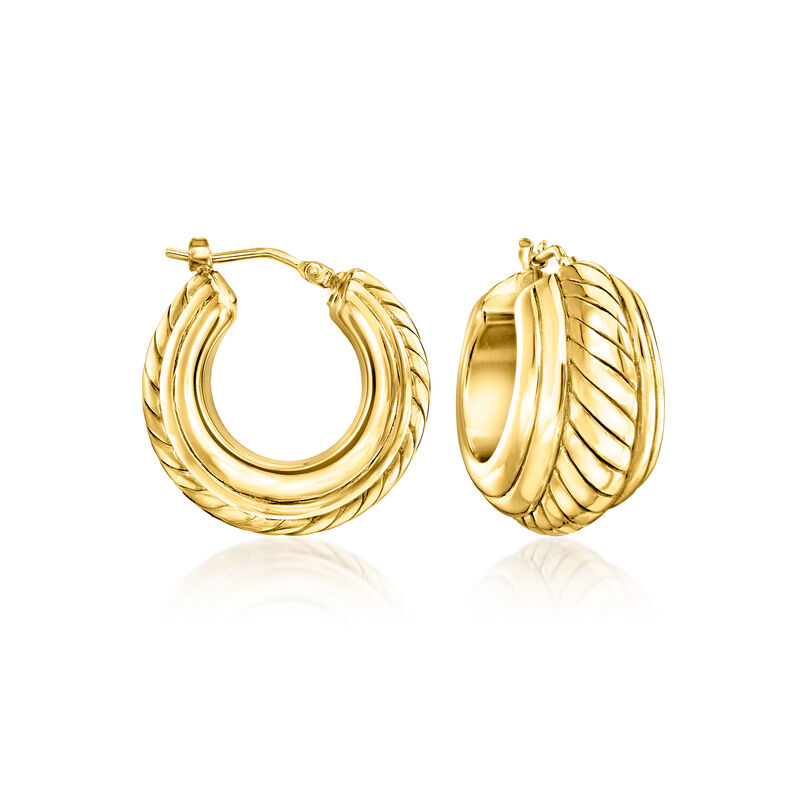 Italian 18kt Gold Over Sterling Twisted Hoop Earrings. 7/8" image number 0