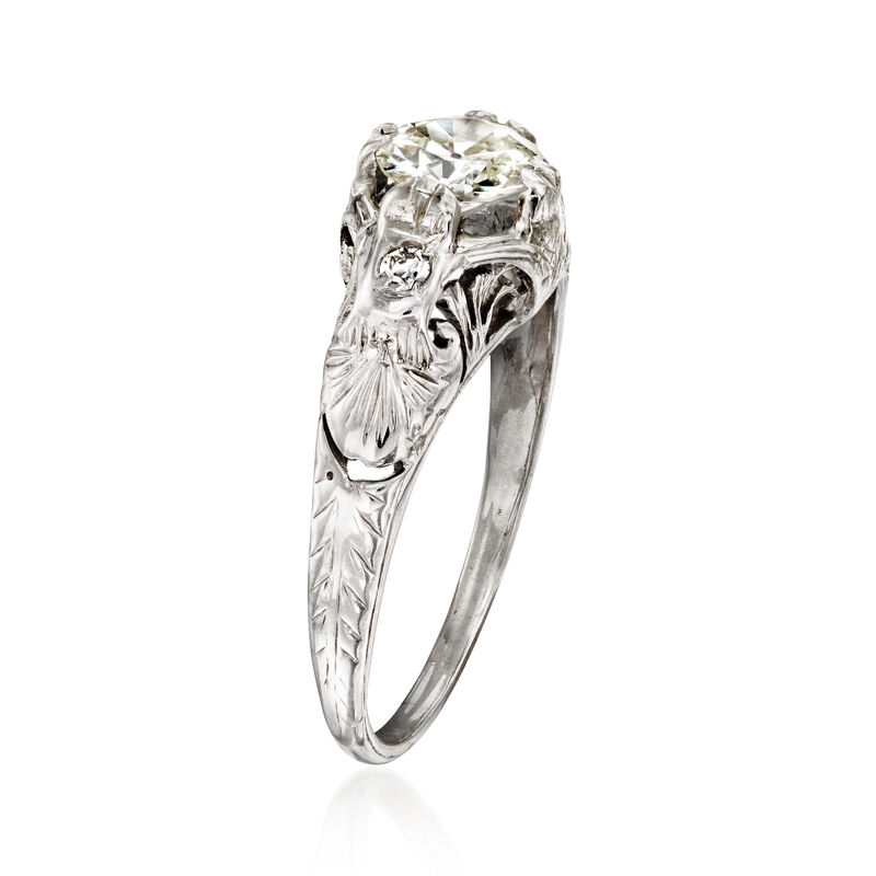 C. 1950 Vintage .73 ct. t.w. Diamond Etched Ring in 18kt White Gold. Size 7 image number 2