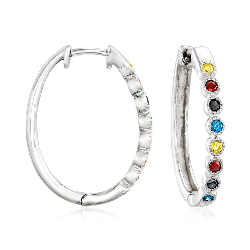 .50 ct. t.w. Multicolored Diamond Hoop Earrings in Sterling Silver image number 0