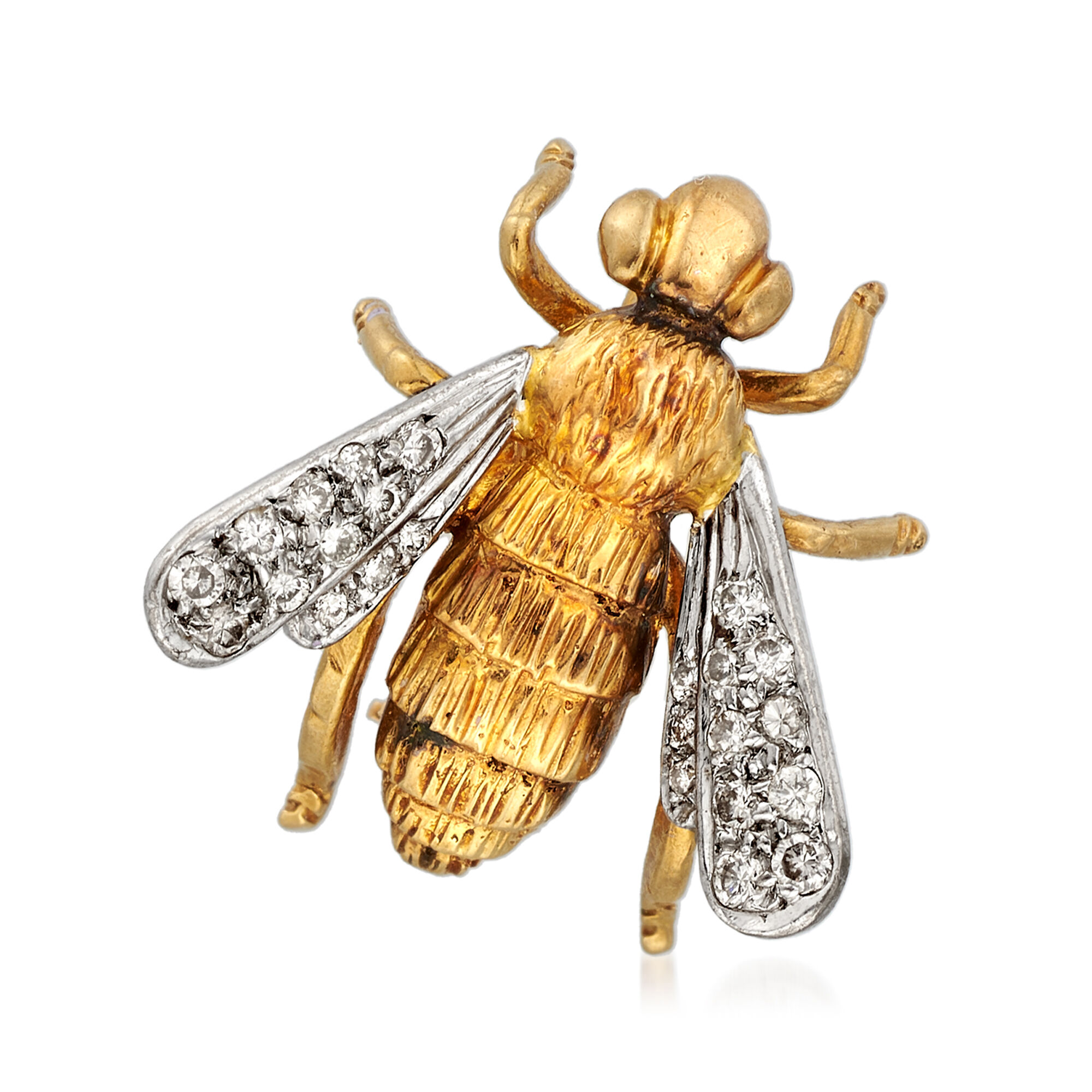 C. 1960 Vintage .20 ct. t.w. Diamond Bee Pin in 18kt Two