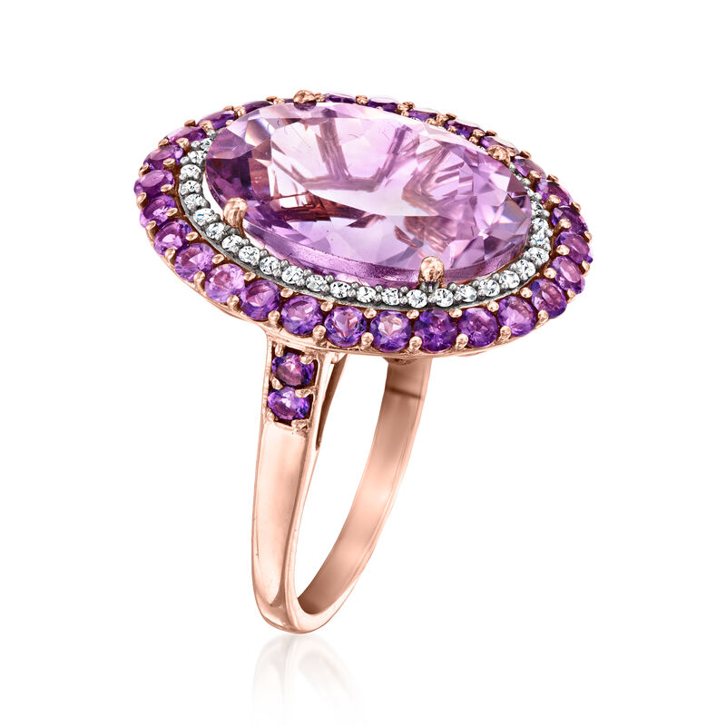 10.10 ct. t.w. Amethyst and .22 ct. t.w. Diamond Ring in 14kt Rose Gold. Size 7 image number 1