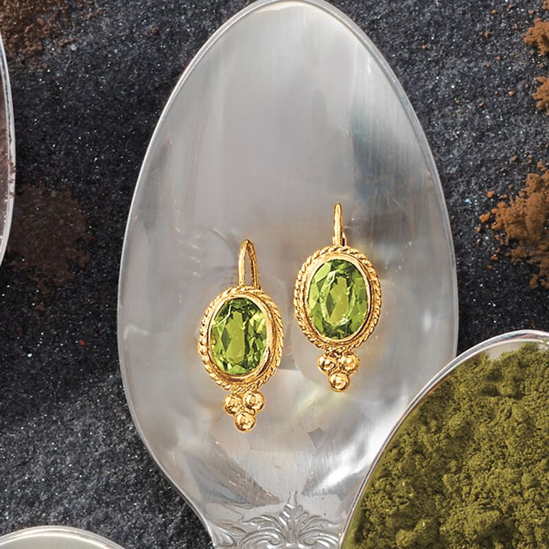 2.70 ct. t.w. Peridot Roped-Edge Earrings in 14kt Yellow Gold image number 3