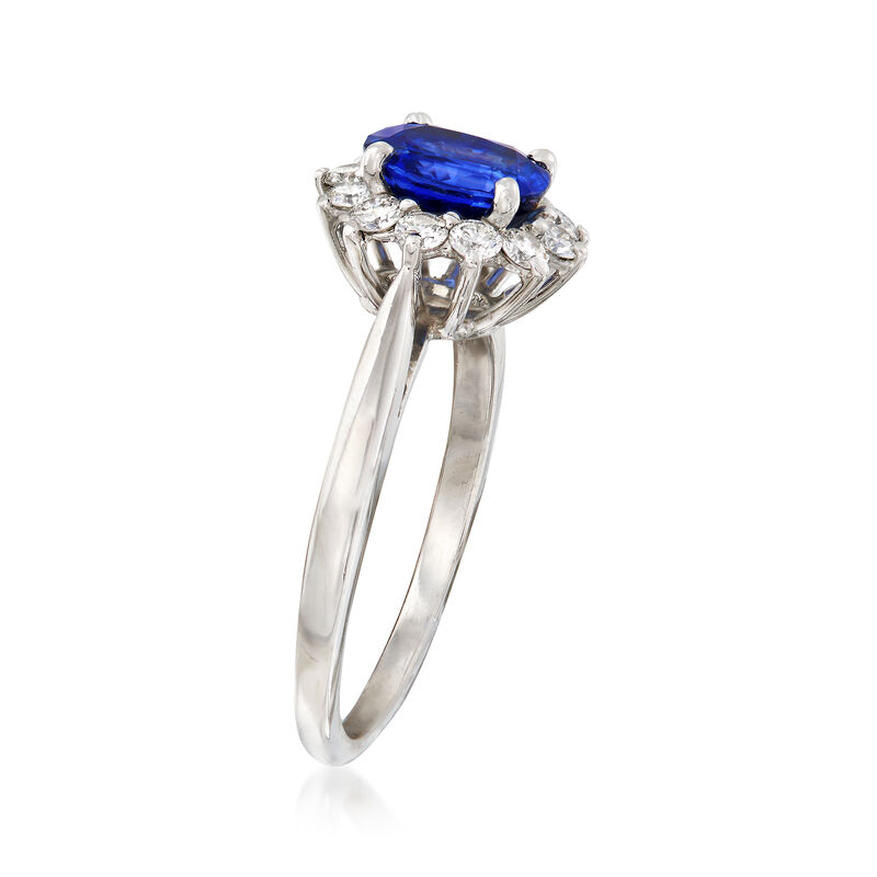 C. 1990 Vintage Tiffany Jewelry 1.40 Carat Sapphire and .40 ct. t.w. Diamond Ring in Platinum image number 2