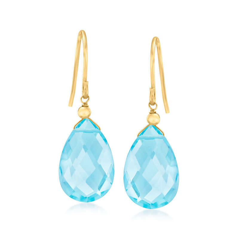 13.00 ct. t.w. Sky Blue Topaz Drop Earrings in 10kt Yellow Gold  image number 0